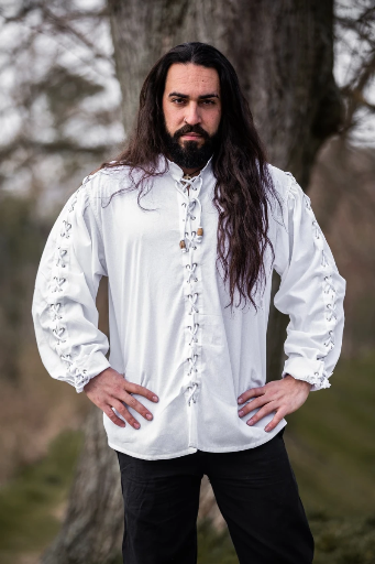 Mittelalter Hemd Gustavo Weiß aus Baumwolle für Herren