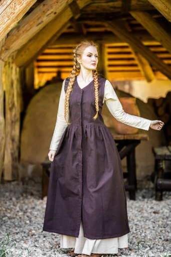Mittelalter Bauernkleid Arlette braun aus Baumwolle für Damen