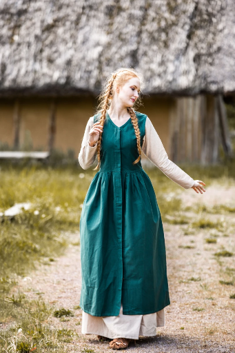 Mittelalter Bauernkleid Arlette grün aus Baumwolle für Damen