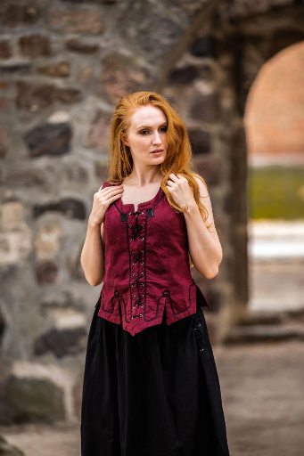 Miederweste „Selma“ – Elegante Weste mit Stickerei in Rot