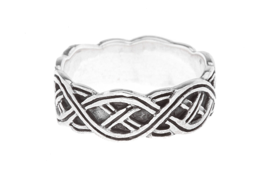 Wikinger Band-Ring "Arvika" aus 925er Sterlingsilber – 8 mm breiter Ring mit traditionellem Knotenmuster