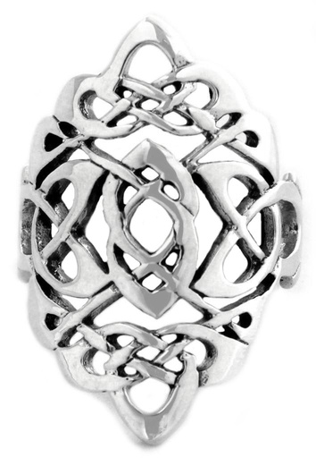 Eleganter keltischer Damenring ARANY aus 925er Silber mit kraftvollem Knotenmuster
