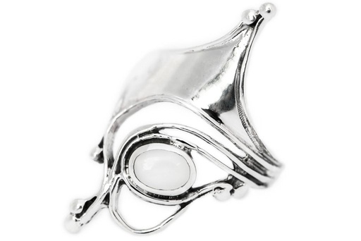 [r437-2] Langer Damenring VENICE aus 925 Silber – 3 cm Silberring mit schimmerndem Perlmutt