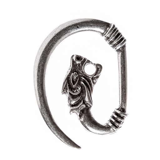 Drachenkopf-Hakenverschluss – Wikinger-Verschluss für Mantel & Umhang in Silber, Kupfer oder Altmessing 