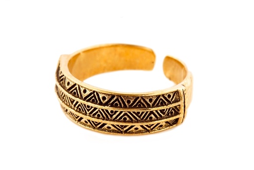 [rb562] Skandinavischer Wikinger Ring TRISTAN aus Bronze – Größenverstellbarer Replik-Fund aus Dänemark mit feinem Wikingermuster
