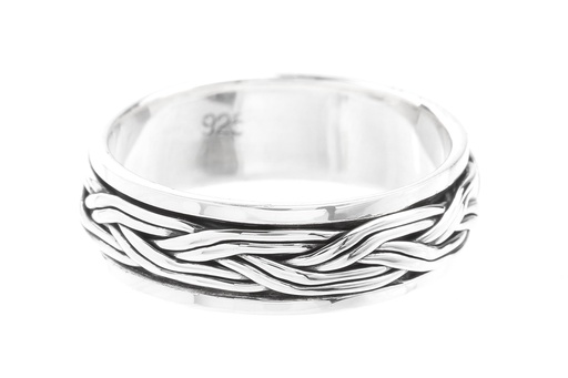 [r376] Ring Thoron Drehring aus Silber 925 – Wikinger Bandring mit Knotenmotiv 6 mm