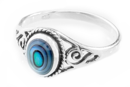 [r403-2] Silberring "Muirne" mit Pauamuschel Sterling Silber - Schmuck Accessoire für Historische Gewandungen, Reenactment und Liverollenspiel