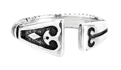 [r347] FINNBOGI Ring aus Silber – Offener Wikinger Herrenring mit Knotenmuster 8 mm 