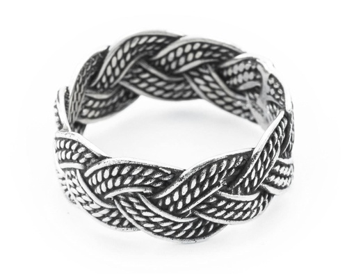 [r343] Ring Thorn aus Silber 925 – Wikinger Zopfring 9 mm Bandring nordisch