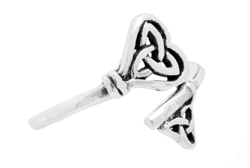 [r470] Damenring NANY aus 925 Silber – 13 mm Keltischer Ring mit Trinitäts-Symbol im Herzen 