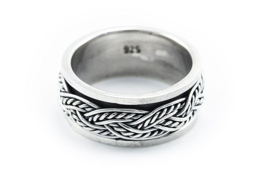 [r298] Ring Aldur Drehring aus Silber 925 – Wikinger Bandring 8 mm mit beweglichem Mittelteil