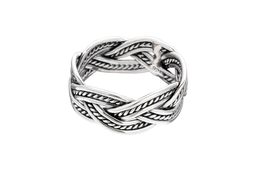 [r357] Ring Thorngad aus Silber 925 – Geflochtener Wikinger Bandring 8 mm