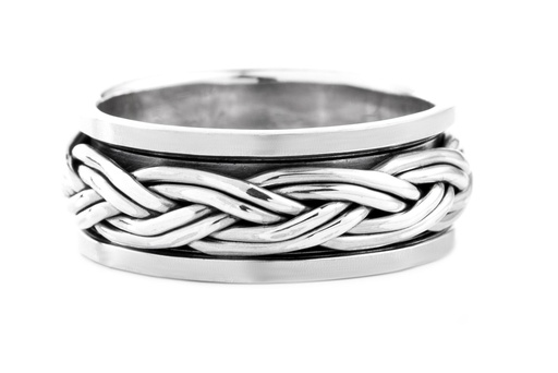 [r301] Ring Igor Drehring aus Silber 925 – Wikingerring mit Flechtband 8 mm beweglich