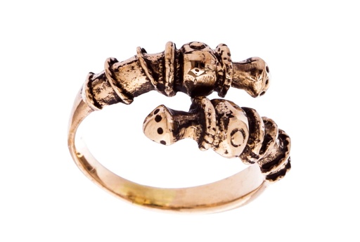 [rb573] Keltischer Ring "Anderswelt" aus Bronze – Mystischer Schmuck mit Fabelwesen für Reenactment & LARP 1,2 cm