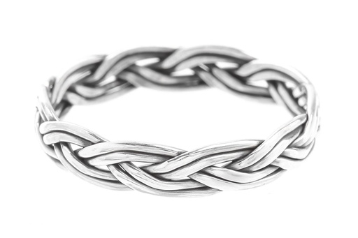 [r423] Ring Rana aus Silber 925 – Zarter Wikinger Flechtring 4 mm Damenring