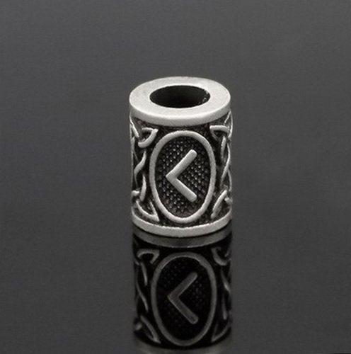 [07 RuP Kenaz KL] Runen-Perle "Kenaz" - 6 mm Loch - Bartschmuck