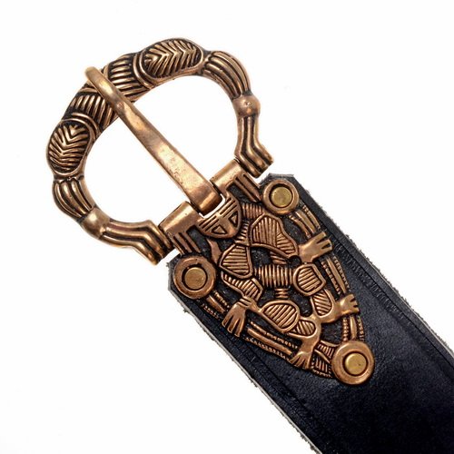 [10 Wik-3 Ose] Wikinger Gürtel Oseberg mit Bronzeschnalle 3,0 cm Ledergürtel zwei Längen