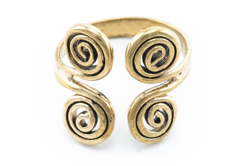 [rb584] Wikinger-Ring "Silvan" aus Bronze – Doppelspirale des Lebens für Reenactment & LARP 2 cm