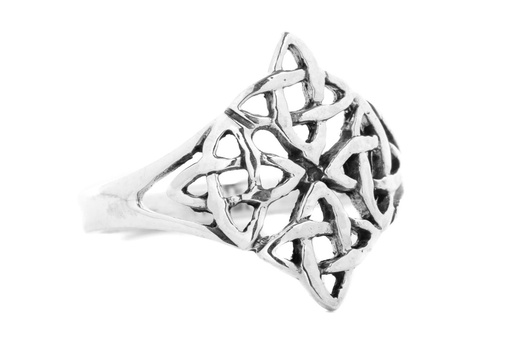 [r353] TAINA Ring aus Silber – Keltischer Damenring mit vier Knotensymbolen 16 mm breit