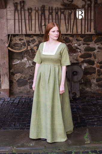 Spätmittelalterliches Kleid Frideswinde in Lindgrün - DarkDirndl von Burgschneider