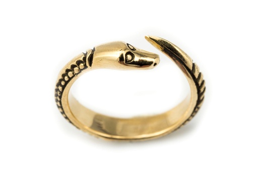 [rb588] Wikinger-Ring "Sima Dragon" aus Bronze – Offener Ring mit Drachenmotiv für Reenactment & LARP 7 mm