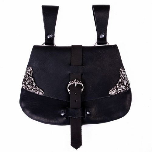 [01 T-Frue B] Frühmittelalter Tasche aus Leder mit Beschlägen