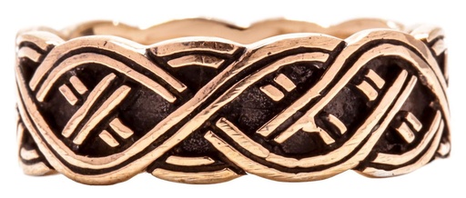 [rb233] Wikinger Ring ARVIKA aus Bronze – 7 mm Zopf-Knotenmuster als Freundschafts- und Partnerring