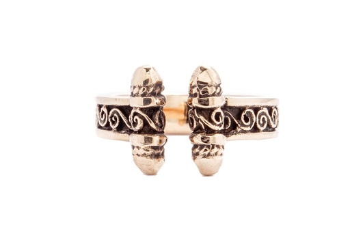 [rb576] Wikinger-Ring "Sirar" aus Bronze – Mystische Lebensspiralen für Reenactment & LARP 1,2 cm