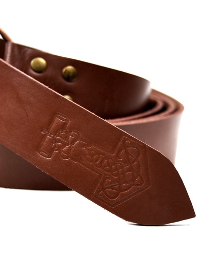 Ringgürtel aus Leder mit Thorshammer Prägung 150cm oder 190 cm braun oder schwarz