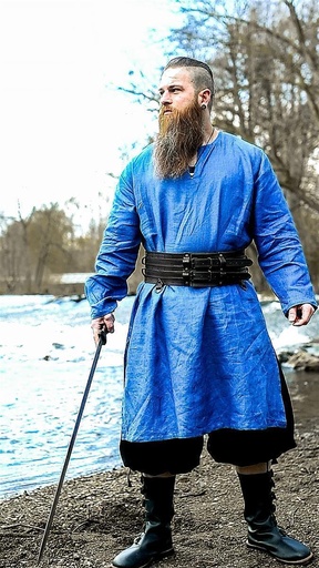 Wikinger-Leinentunika „Halvar“ – Authentische Tunika in Blau
