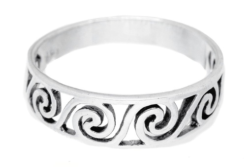 [r56] Celtic Damenring MORGAINE aus 925 Silber – 6 mm Feenring mit Newgrange Spiralen