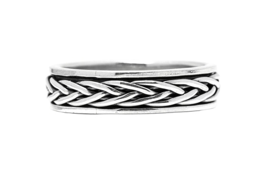 [r431] Ring Wira Drehring aus Silber 925 – Wikinger Bandring mit Flechtmuster 5,5 mm
