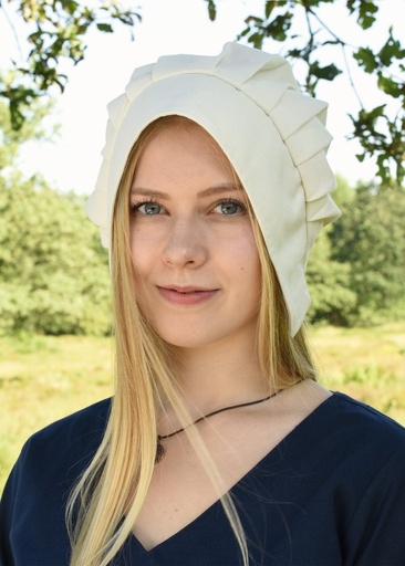Mittelalterliche Haube mit gelegten Falten - Mittelalter Larp Reenactment