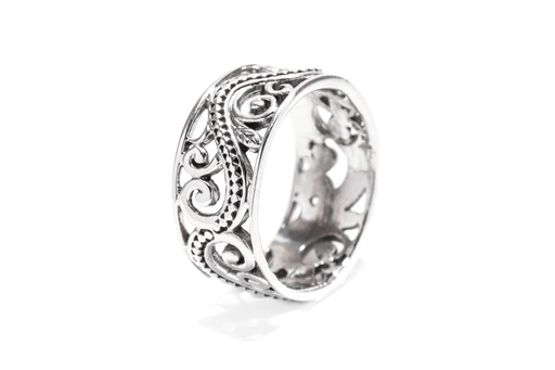 [r454] Elfenhafter Ring ALMINA aus 925 Silber – 9 mm Lebensspiralen und Ornamentik für Glück und Harmonie