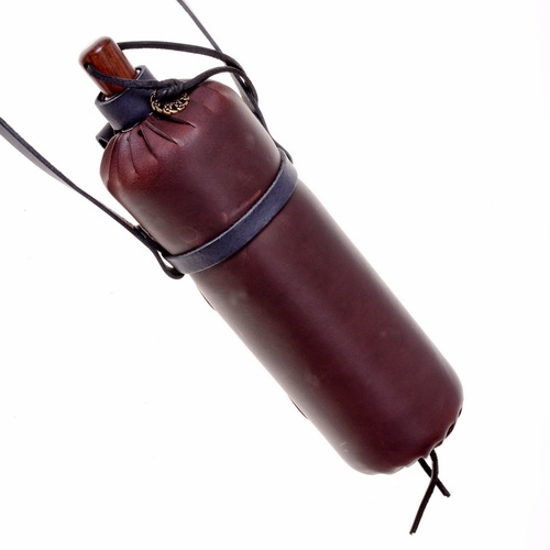 [15 LAFLA] Leder Trinkflasche mit Trageriemen