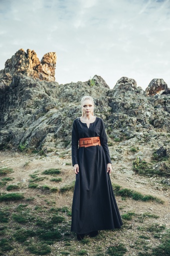 Unterkleid "Silke" schwarz langarm bodenlang 100% Baumwolle 